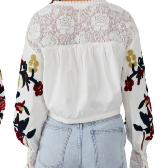 1 left! Rare Free People cropped Embroidered blouse - Picture 2 of 11